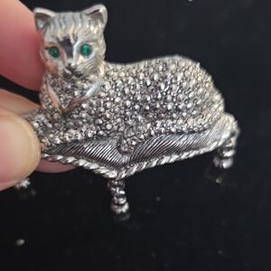 Vintage Cat On A Cushion Brooch
